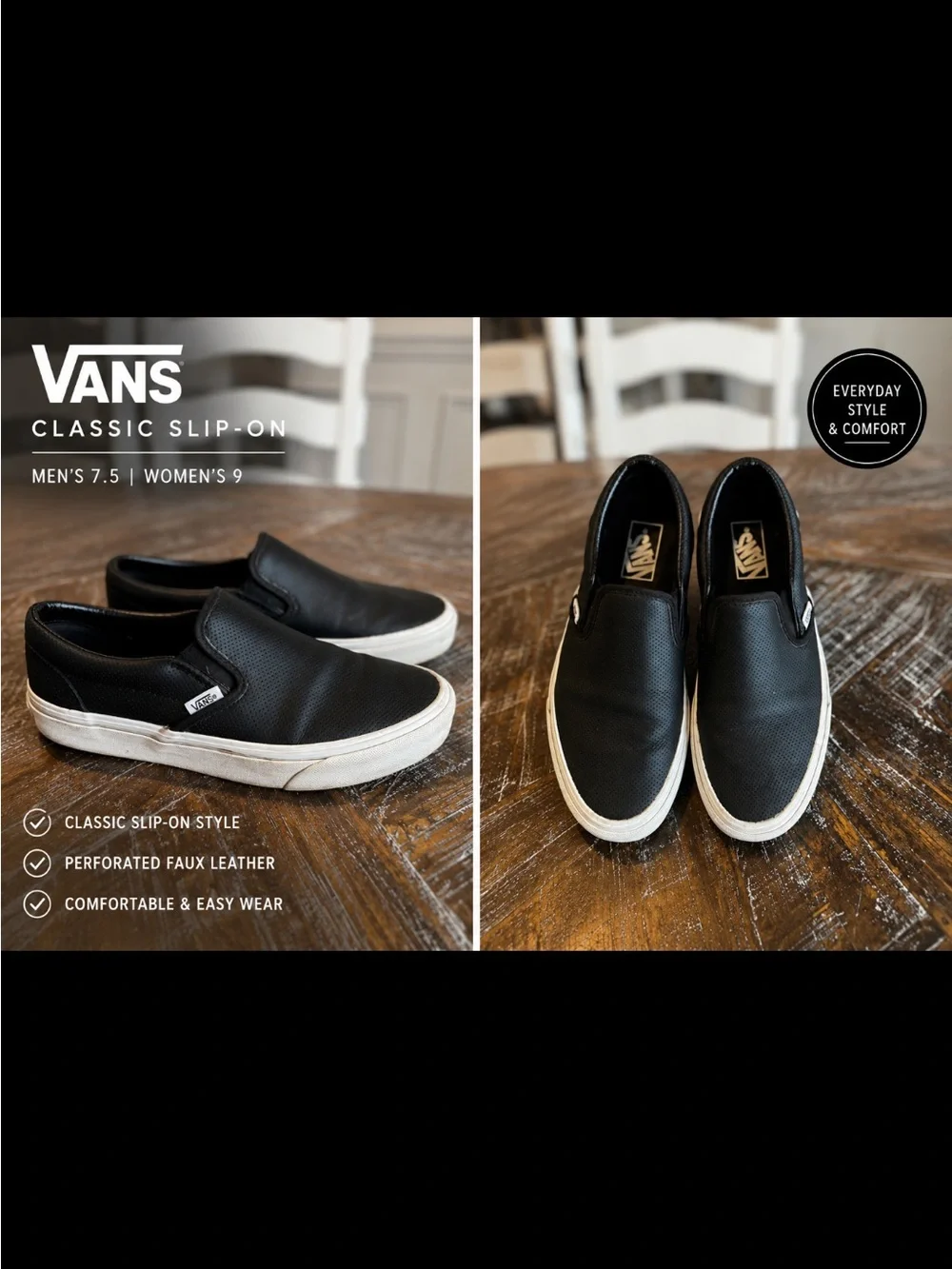 Vans Classic Slip-On Men’s Shoes in Black and White